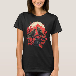 Japansk Art Mt Fuji Bird Älskare Japan Nature Älsk T Shirt