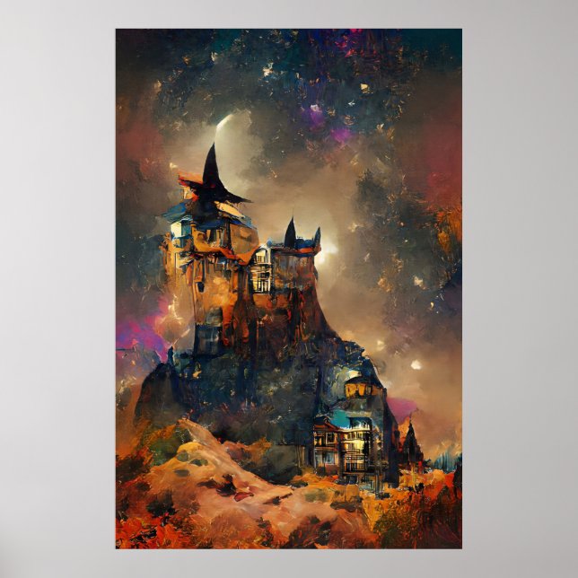 Japansk Art Print, Magic Castle, Fantasy Castle Poster (Framsidan)