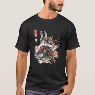 Japansk Art Rabbit Ninja Ukiyo e Anime Stil Samu T Shirt
