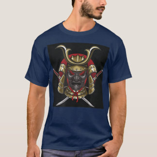 Japansk Art Samurai-mask beredd för Battle Enha T Shirt
