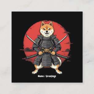Japansk Art Shiba Inu Samurai Graphic Design Fyrkantigt Visitkort