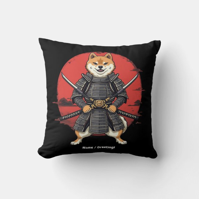 Japansk Art Shiba Inu Samurai Graphic Design Kudde (Framsida)