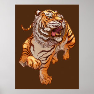 Japansk Art Stil Tiger Poster