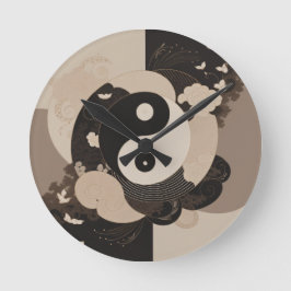 Japansk Art Yin Yang Rund Klocka