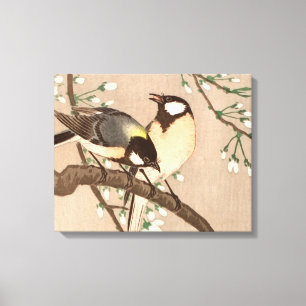 Japansk asiatisk Ohara Koson Fågel Chickadee Sångf Canvastryck