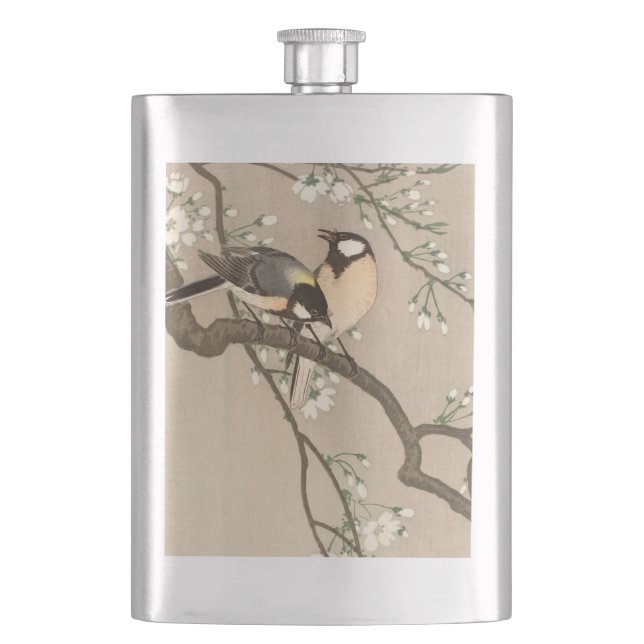 Japansk asiatisk Ohara Koson Fågel Chickadee Sångf Fickplunta (Framsidan)