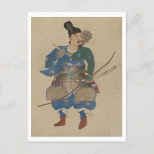 Japansk Bågskytte Krigare Vintage 1800-Tals Illust Vykort