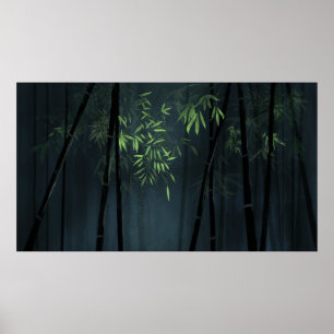 Japansk bamboo Forest Painting Poster