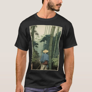 Japansk bamboo Grove Woodblock Andlig Natature T Shirt