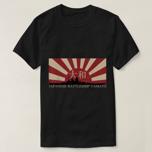 Japansk battleshöft Yamato Stigning Sol Flagga T Shirt (Design framsida)