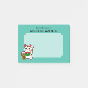 Japansk Beckoning Cat-Personlig Post-it Block