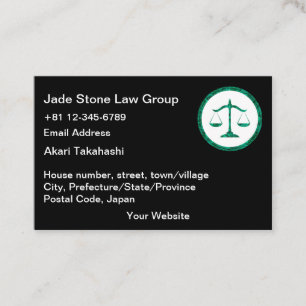 Japansk Bengoshi Affärskort Jade Law Logotyp Visitkort