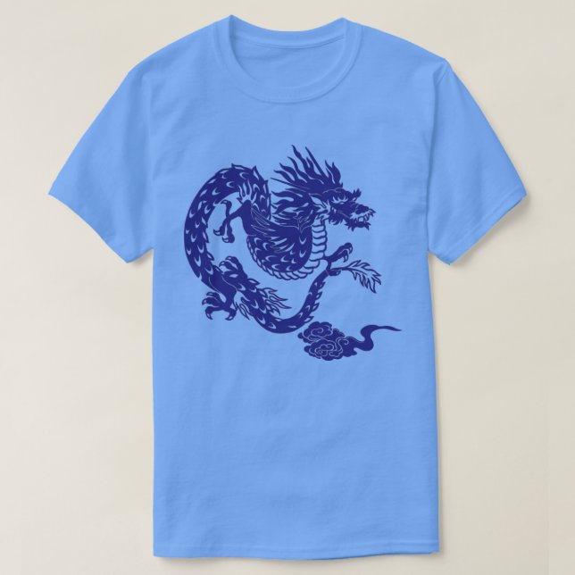 Japansk blå drake t shirt (Design framsida)