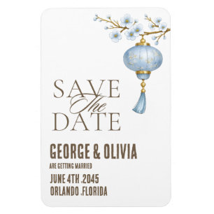 Japansk blå lykt bröllop Save the Date Magnet