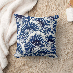 Japansk blå och vit Lotus Flower Mönster Kudde