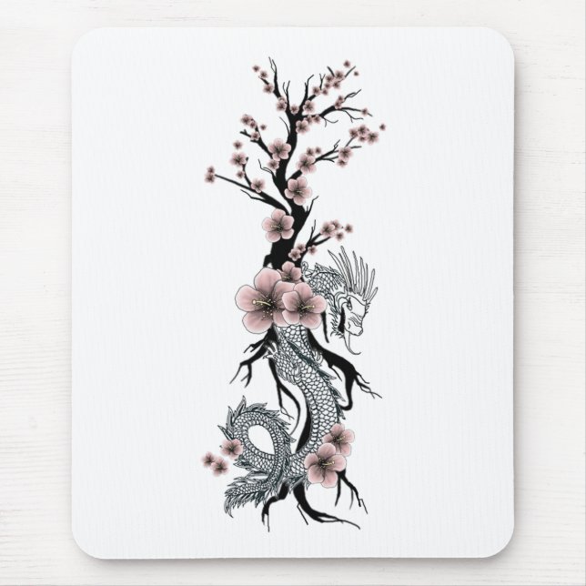 Japansk blom- drake Mousepad Musmatta (Framsidan)