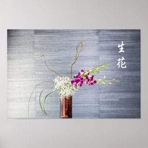 Japansk blomkonst arrangemang poster