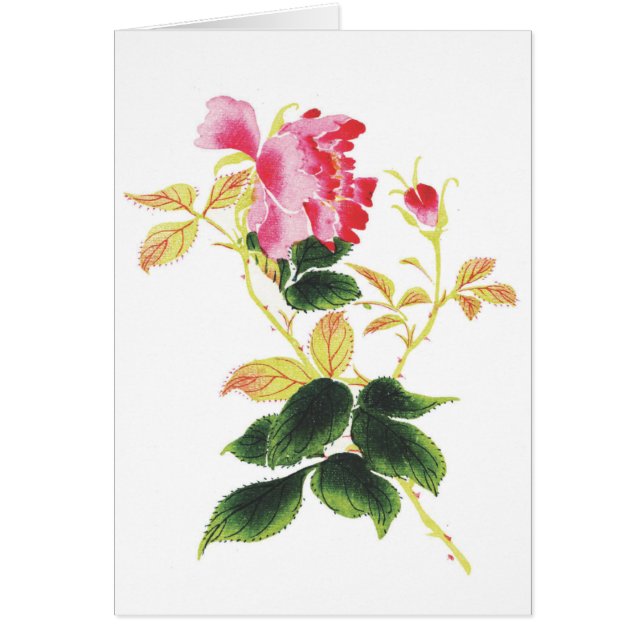 Japansk blomma hälsningskort (Framsidan)