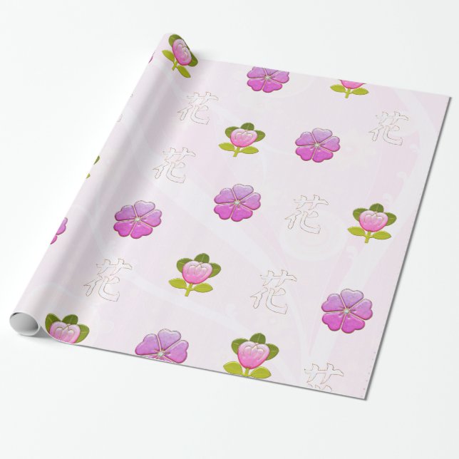 Japansk blomma judisk presentpapper (Utrullad)