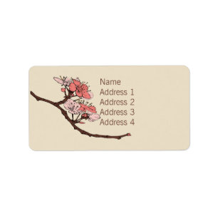 Japansk Blommar Adressetikett