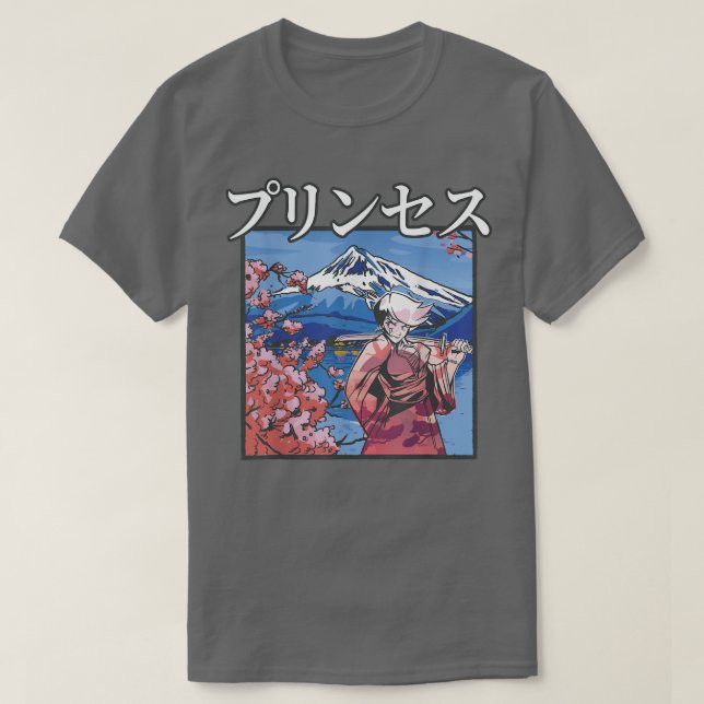 Japansk Blommar för Aesthetic Samurai Girl Cherry  T Shirt (Design framsida)