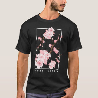 Japansk Blommar för Aesthetic Vaporwave Cherry T Shirt