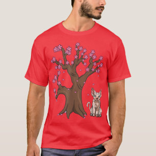 Japansk Blommar för sfärgkatxar Cat Mamma Cherry T Shirt