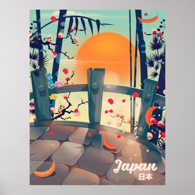 Japansk Blommar-semester poster Japans Blommar (Framsidan)