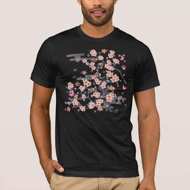 JAPANSK blommar T Shirt (Framsida)