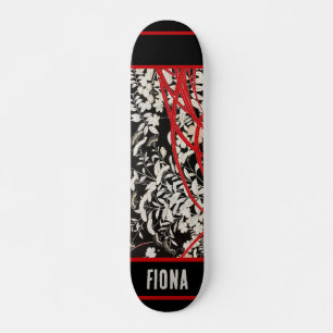 Japansk Blommigt Black Skateboard