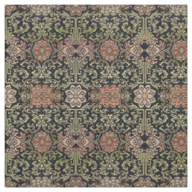 Japansk Blommigt Brocade Mönster Tyg (Provkarta)