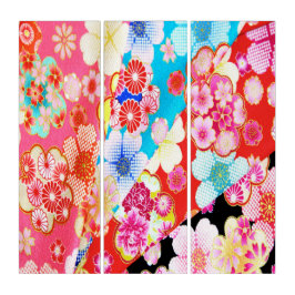 Japansk Blommigt Cherry Blommar Rosa Blue Red