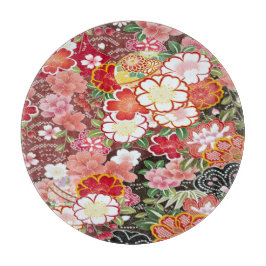 Japansk Blommigt Cherry Blommar White Red Glass