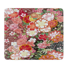 Japansk Blommigt Cherry Blommar White Red Glass