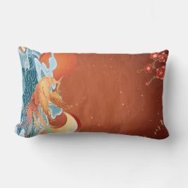 Japansk Blommigt - Elegant för rost Orange Lumbarkudde