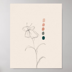 Japansk Blommigt & Färg Palette Poster