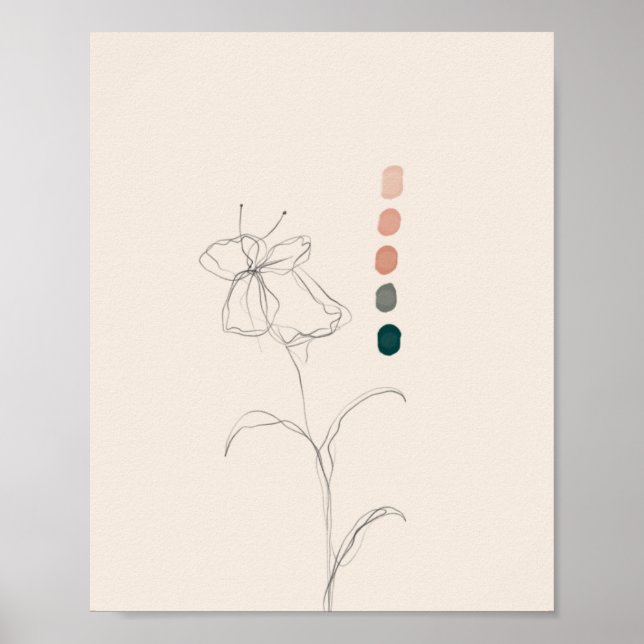 Japansk Blommigt & Färg Palette Poster (Framsidan)
