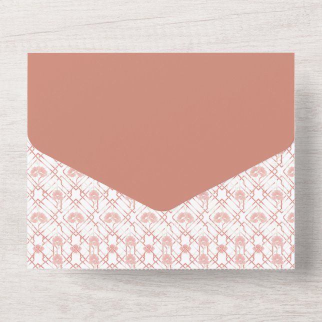 Japansk Blommigt Handdragen födelsedagsinbjudan (Baksida)