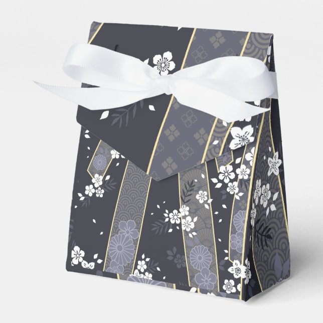 Japansk Blommigt Kimono Mönster Denim Presentaskar (Framsidan Sidan)