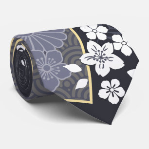 Japansk Blommigt Kimono Mönster Denim Slips