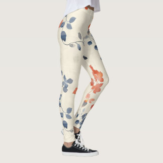 Japansk Blommigt med vit vattenfärg Leggings