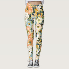 Japansk Blommigt Rosa och Guld Leggings