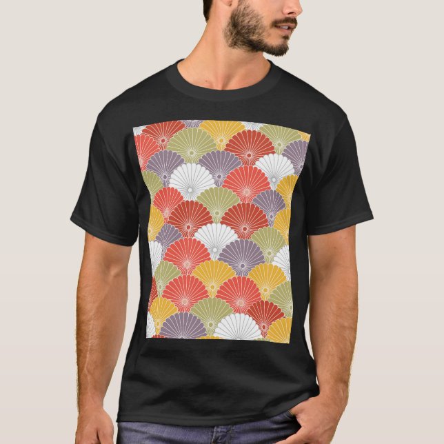 Japansk Blommigt Wave: Färgfull Vintage T Shirt (Framsida)