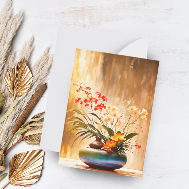 Japansk blomsterarrangemang Ikebana Anteckningskort (Send elegance with this beautifully crafted Ikebana flower arrangement note card.)
