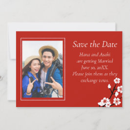 Japansk blomsterbröllop Save The Date-kort Spara Datumet