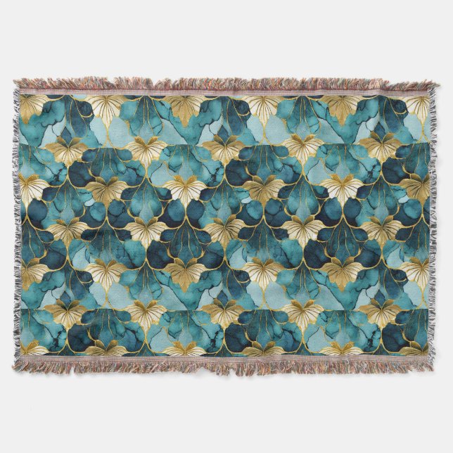 Japansk blomsterteal guld filt (Framsidan)