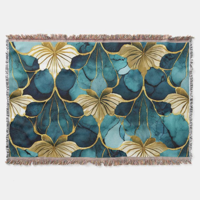 Japansk blomsterteal guld filt (Framsidan)