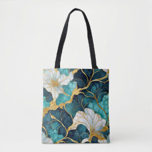 Japansk blomsterteal guld tygkasse