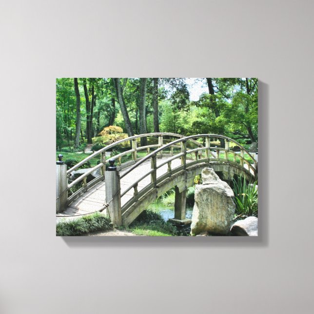 Japansk Blomsterträdgård Bridge över Vatten Canvastryck (Framsida)