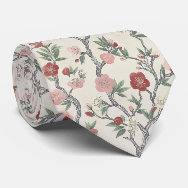 Japansk blomsterträdgårdsmönster slips (Rullad)